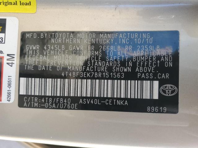 Photo 11 VIN: 4T4BF3EK7BR151563 - TOYOTA CAMRY BASE 