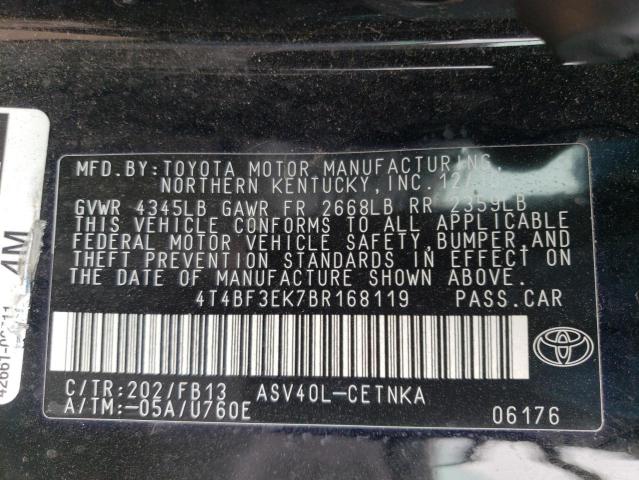 Photo 11 VIN: 4T4BF3EK7BR168119 - TOYOTA CAMRY BASE 