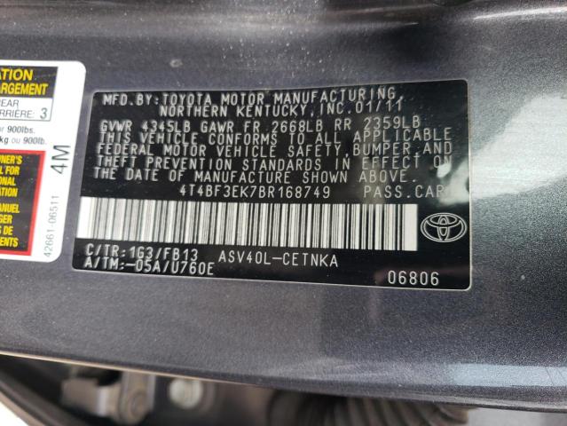 Photo 11 VIN: 4T4BF3EK7BR168749 - TOYOTA CAMRY BASE 