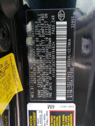 Photo 11 VIN: 4T4BF3EK7BR194834 - TOYOTA CAMRY BASE 