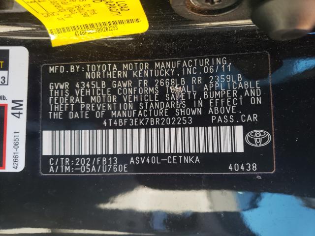 Photo 9 VIN: 4T4BF3EK7BR202253 - TOYOTA CAMRY BASE 