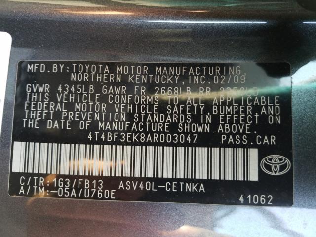 Photo 9 VIN: 4T4BF3EK8AR003047 - TOYOTA CAMRY 