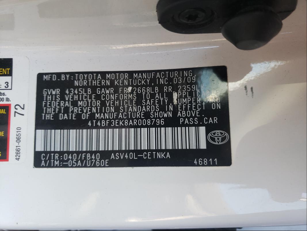 Photo 9 VIN: 4T4BF3EK8AR008796 - TOYOTA CAMRY BASE 