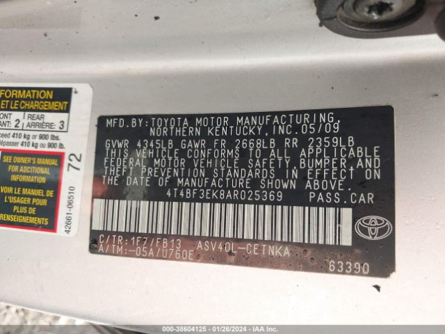 Photo 8 VIN: 4T4BF3EK8AR025369 - TOYOTA CAMRY 