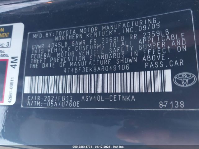 Photo 8 VIN: 4T4BF3EK8AR049106 - TOYOTA CAMRY 