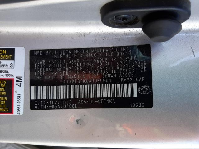 Photo 9 VIN: 4T4BF3EK8AR080601 - TOYOTA CAMRY BASE 