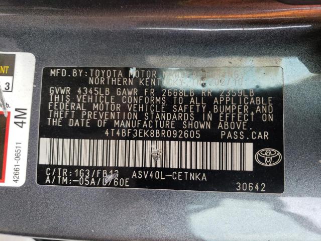 Photo 12 VIN: 4T4BF3EK8BR092605 - TOYOTA CAMRY 