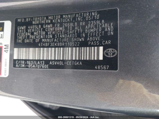 Photo 8 VIN: 4T4BF3EK8BR110522 - TOYOTA CAMRY 