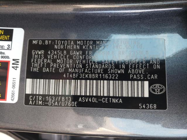 Photo 9 VIN: 4T4BF3EK8BR116322 - TOYOTA CAMRY BASE 