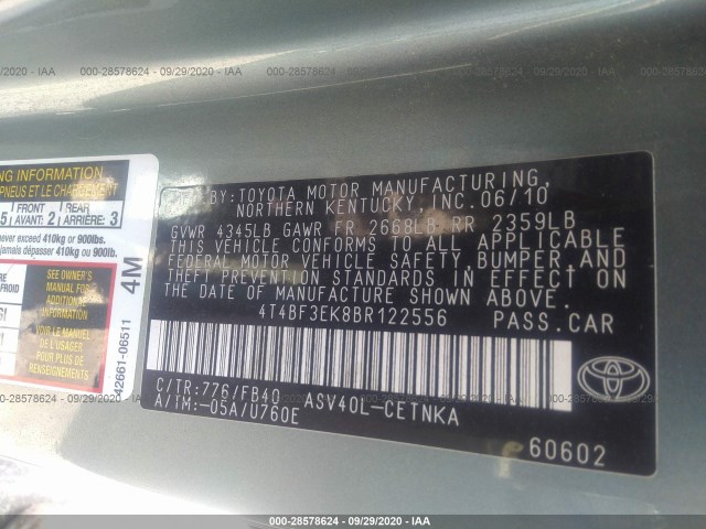 Photo 8 VIN: 4T4BF3EK8BR122556 - TOYOTA CAMRY 