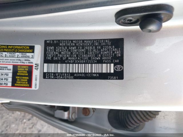 Photo 8 VIN: 4T4BF3EK8BR135534 - TOYOTA CAMRY 