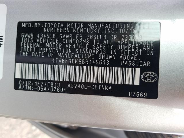 Photo 9 VIN: 4T4BF3EK8BR149613 - TOYOTA CAMRY BASE 