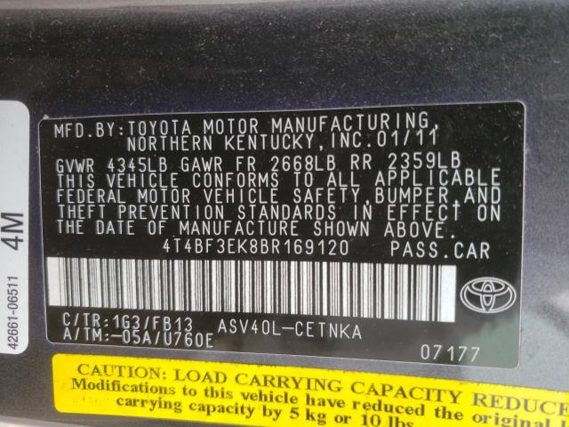 Photo 9 VIN: 4T4BF3EK8BR169120 - TOYOTA CAMRY BASE 