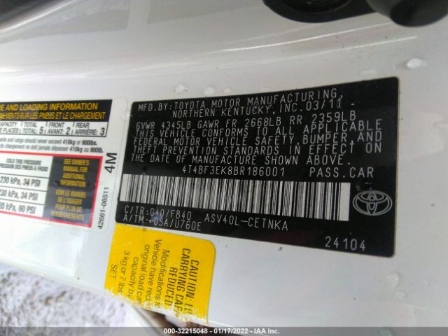 Photo 8 VIN: 4T4BF3EK8BR186001 - TOYOTA CAMRY 