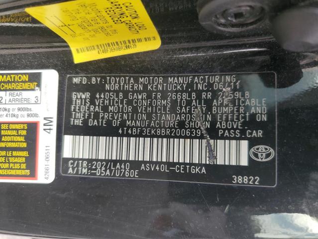 Photo 11 VIN: 4T4BF3EK8BR200639 - TOYOTA CAMRY BASE 