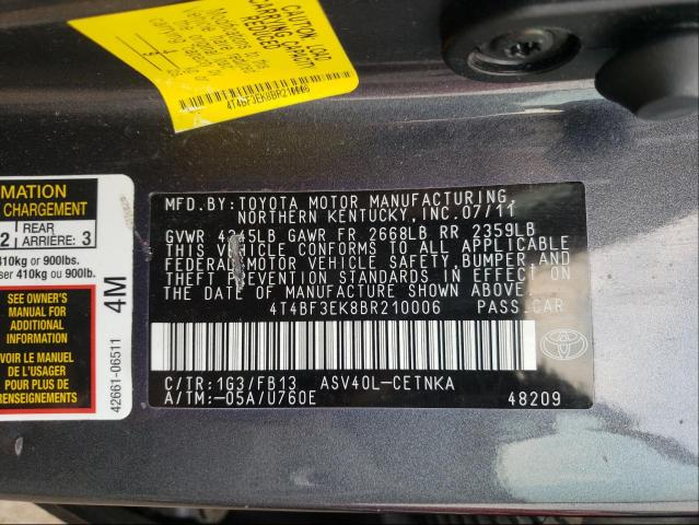 Photo 9 VIN: 4T4BF3EK8BR210006 - TOYOTA CAMRY BASE 