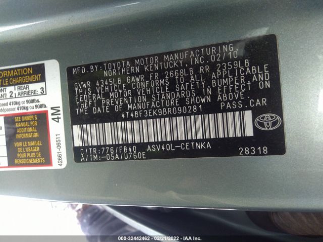 Photo 8 VIN: 4T4BF3EK9BR090281 - TOYOTA CAMRY 