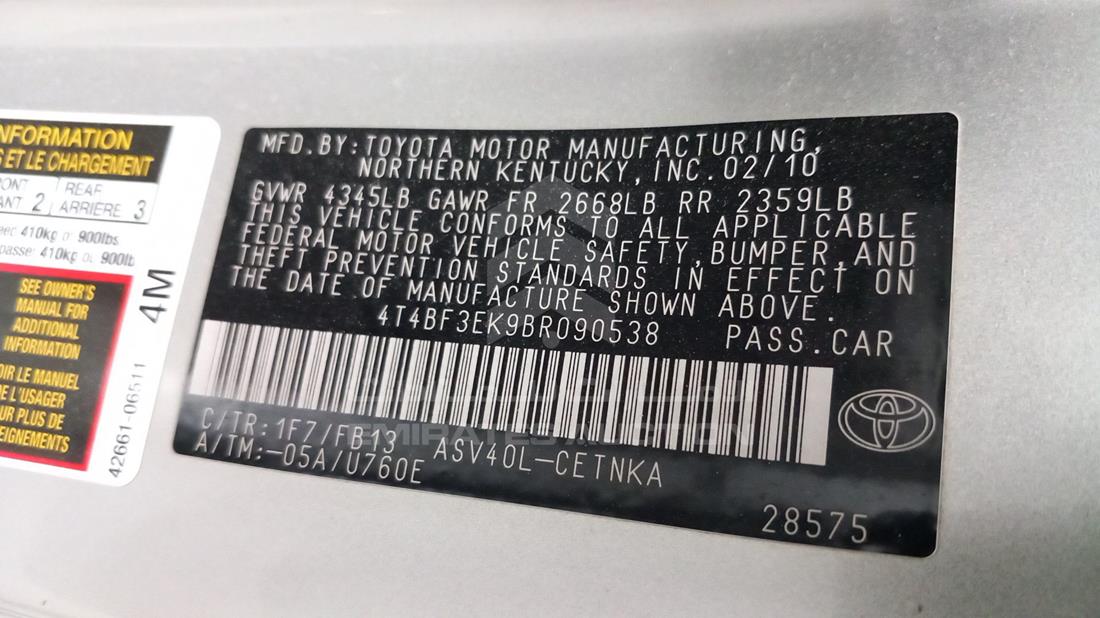 Photo 2 VIN: 4T4BF3EK9BR090538 - TOYOTA CAMRY 