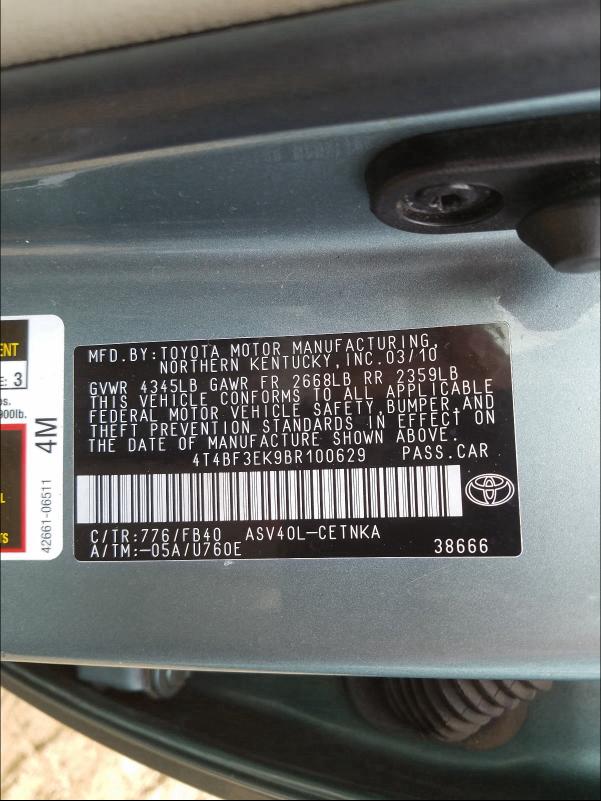 Photo 9 VIN: 4T4BF3EK9BR100629 - TOYOTA CAMRY BASE 