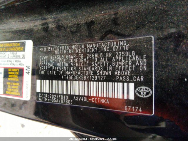 Photo 8 VIN: 4T4BF3EK9BR129127 - TOYOTA CAMRY 