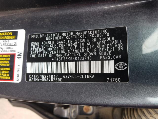 Photo 9 VIN: 4T4BF3EK9BR133713 - TOYOTA CAMRY BASE 