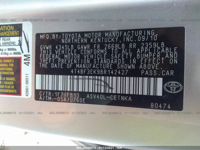 Photo 8 VIN: 4T4BF3EK9BR142427 - TOYOTA CAMRY 