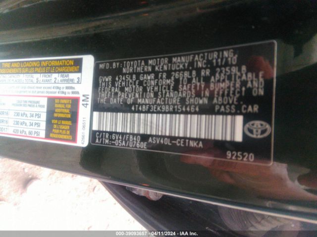 Photo 8 VIN: 4T4BF3EK9BR154464 - TOYOTA CAMRY 