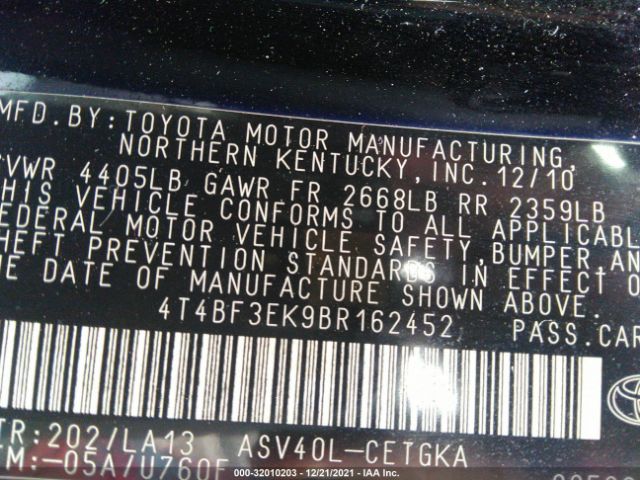 Photo 8 VIN: 4T4BF3EK9BR162452 - TOYOTA CAMRY 