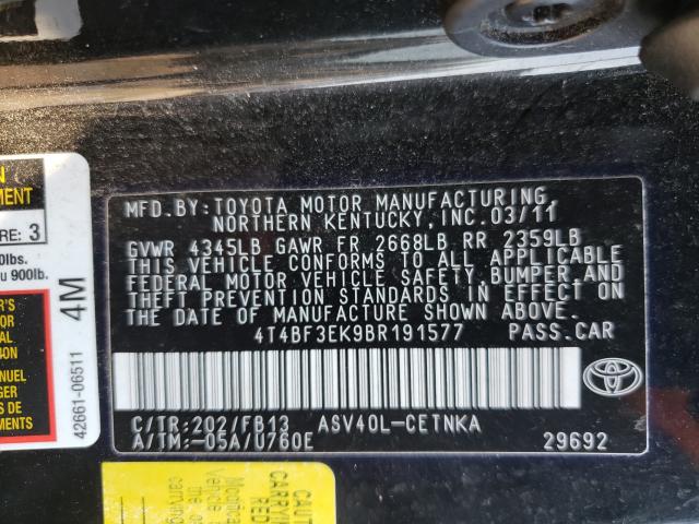 Photo 9 VIN: 4T4BF3EK9BR191577 - TOYOTA CAMRY BASE 