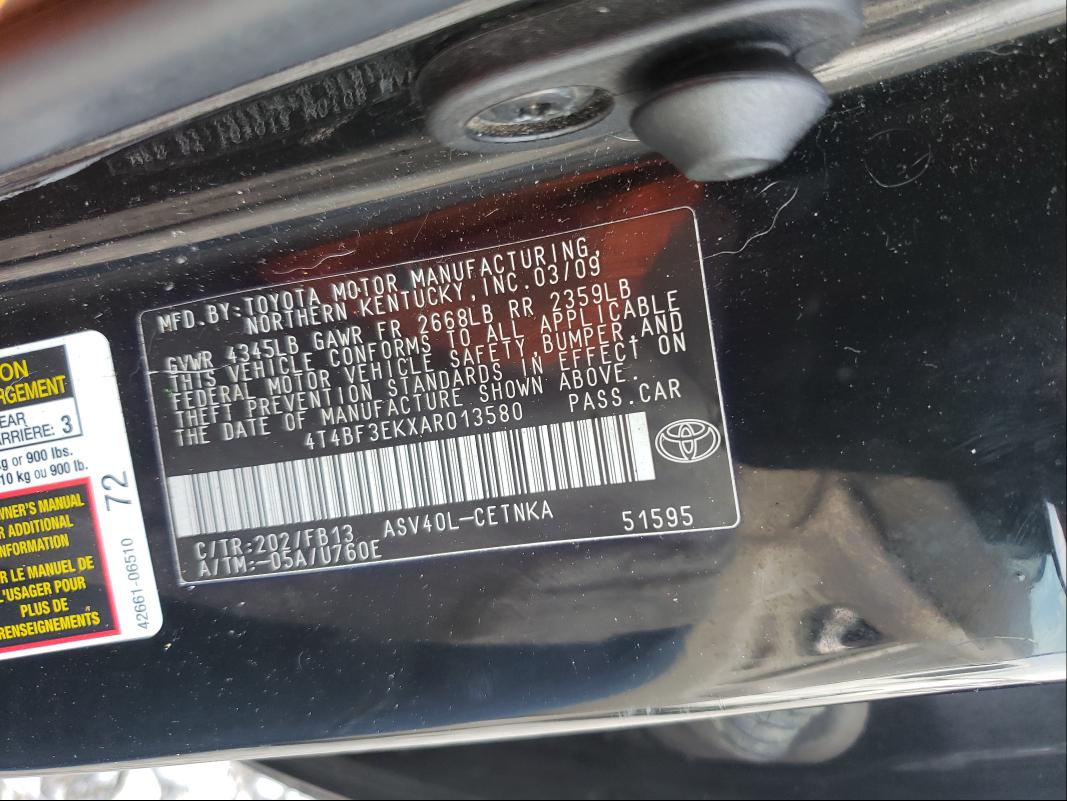 Photo 9 VIN: 4T4BF3EKXAR013580 - TOYOTA CAMRY BASE 