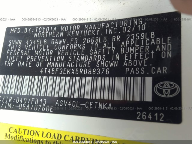 Photo 8 VIN: 4T4BF3EKXBR088376 - TOYOTA CAMRY 