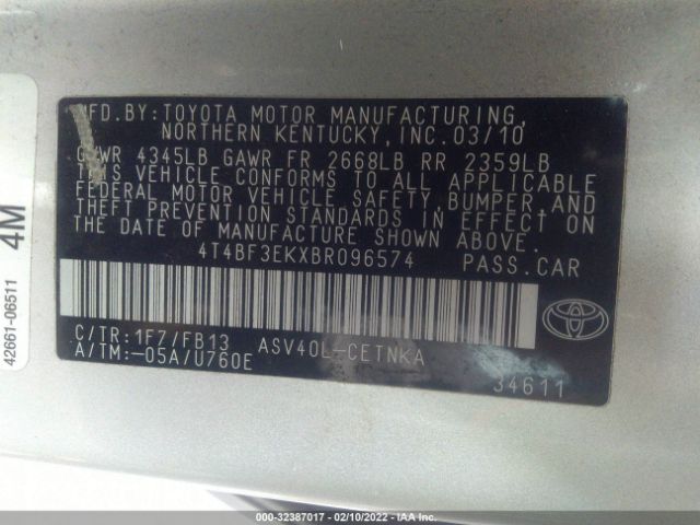 Photo 8 VIN: 4T4BF3EKXBR096574 - TOYOTA CAMRY 