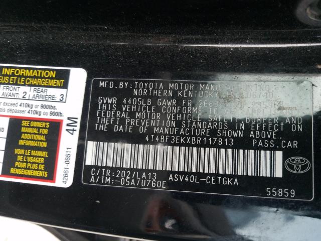 Photo 9 VIN: 4T4BF3EKXBR117813 - TOYOTA CAMRY BASE 