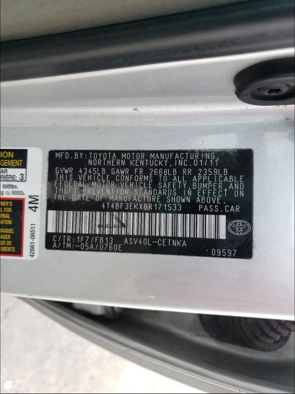 Photo 9 VIN: 4T4BF3EKXBR171533 - TOYOTA CAMRY 