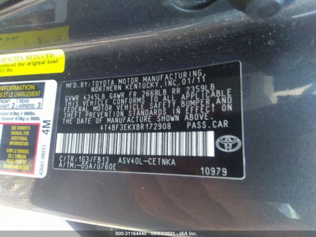 Photo 8 VIN: 4T4BF3EKXBR172908 - TOYOTA CAMRY 