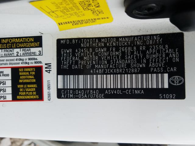 Photo 9 VIN: 4T4BF3EKXBR212887 - TOYOTA CAMRY BASE 