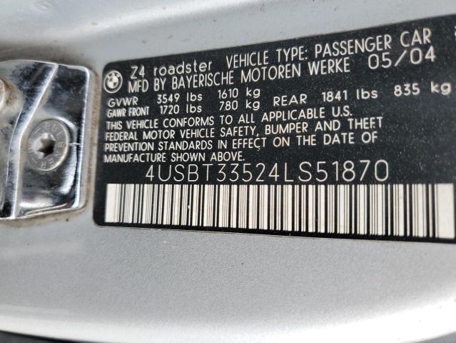 Photo 11 VIN: 4USBT33524LS51870 - BMW Z4 