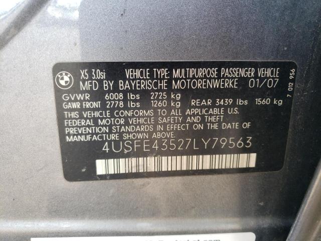 Photo 9 VIN: 4USFE43527LY79563 - BMW X5 3.0I 