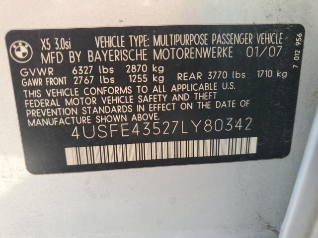 Photo 11 VIN: 4USFE43527LY80342 - BMW X5 3.0I 