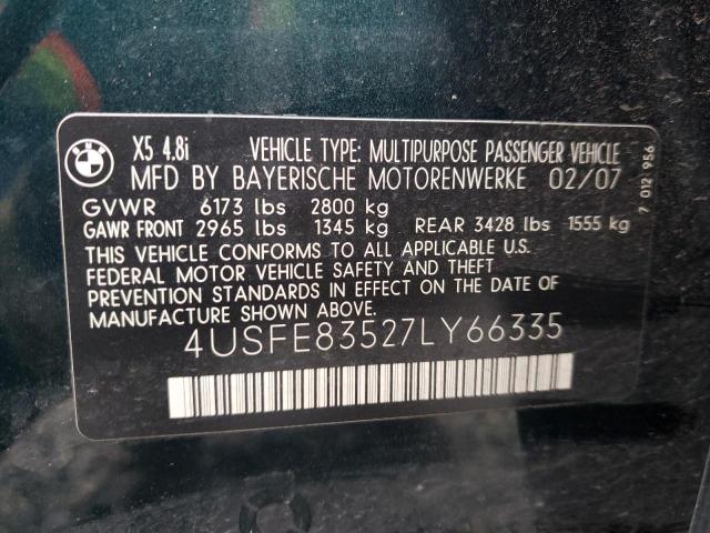 Photo 9 VIN: 4USFE83527LY66335 - BMW X5 4.8I 