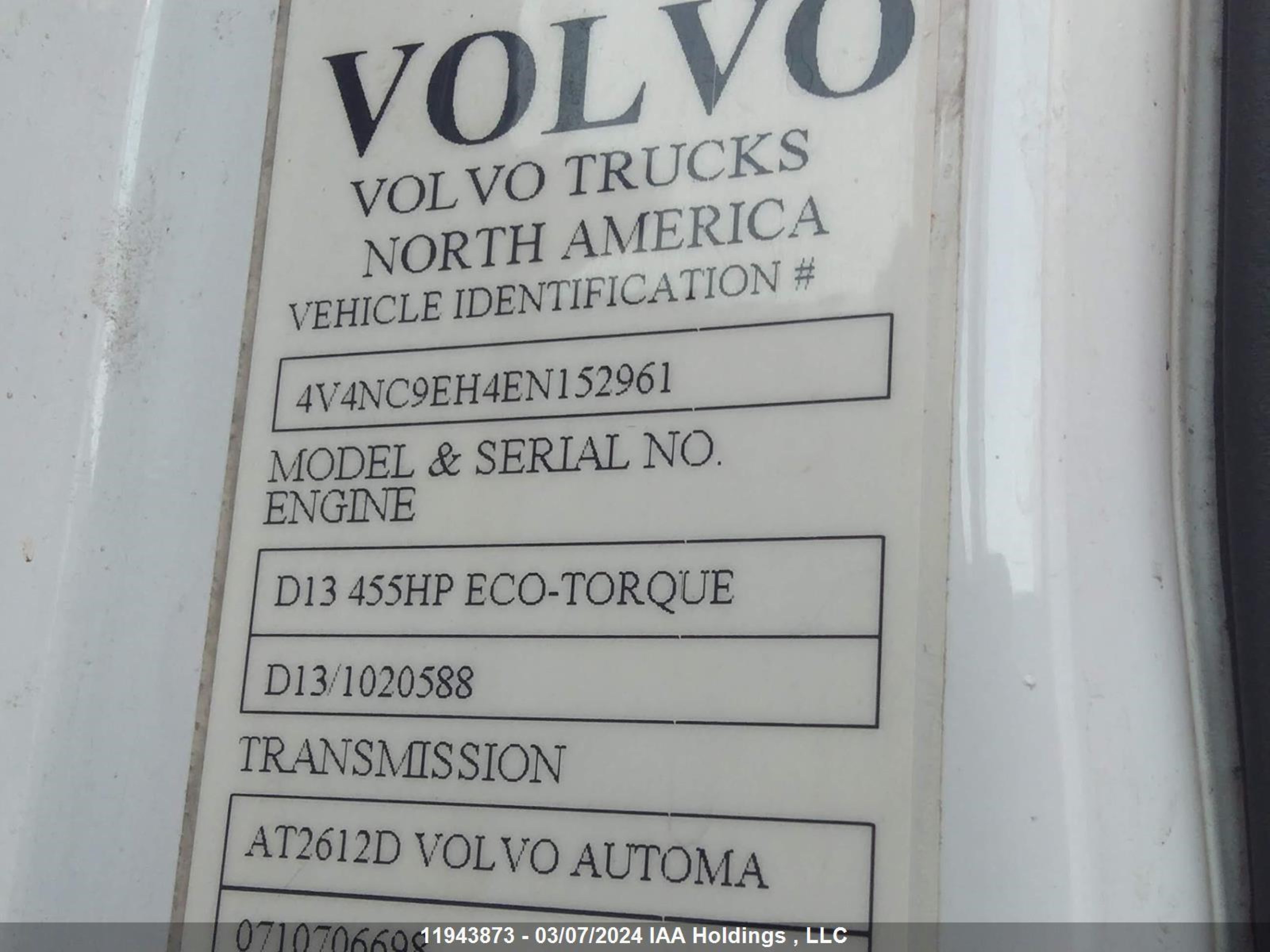 Photo 9 VIN: 4V4NC9EH4EN152961 - VOLVO ALL 