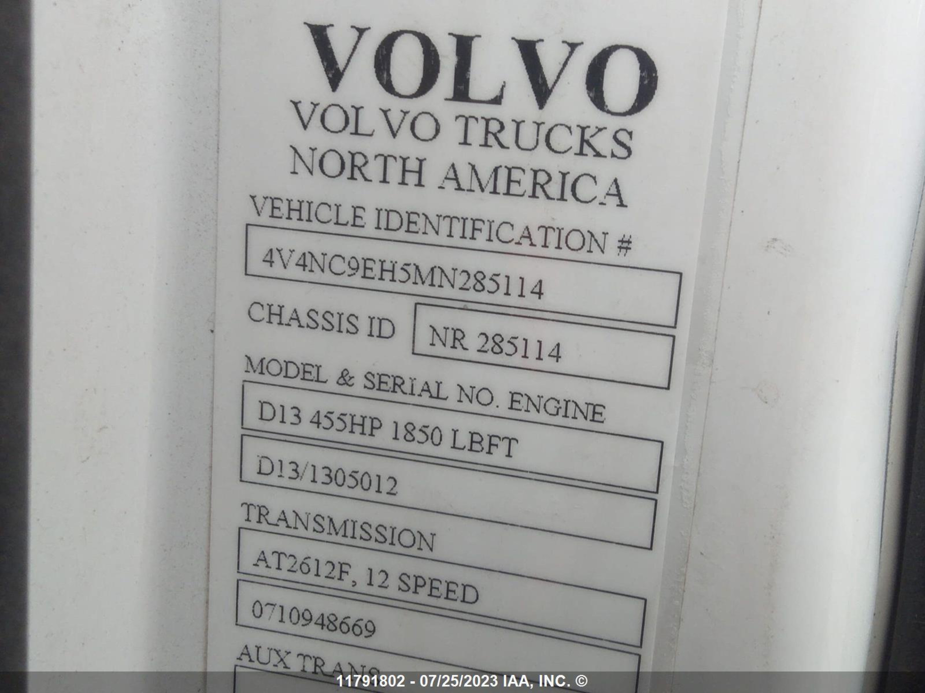 Photo 9 VIN: 4V4NC9EH5MN285114 - VOLVO ALL 