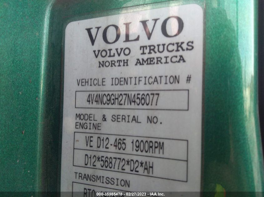 Photo 8 VIN: 4V4NC9GH27N456077 - VOLVO ALL 