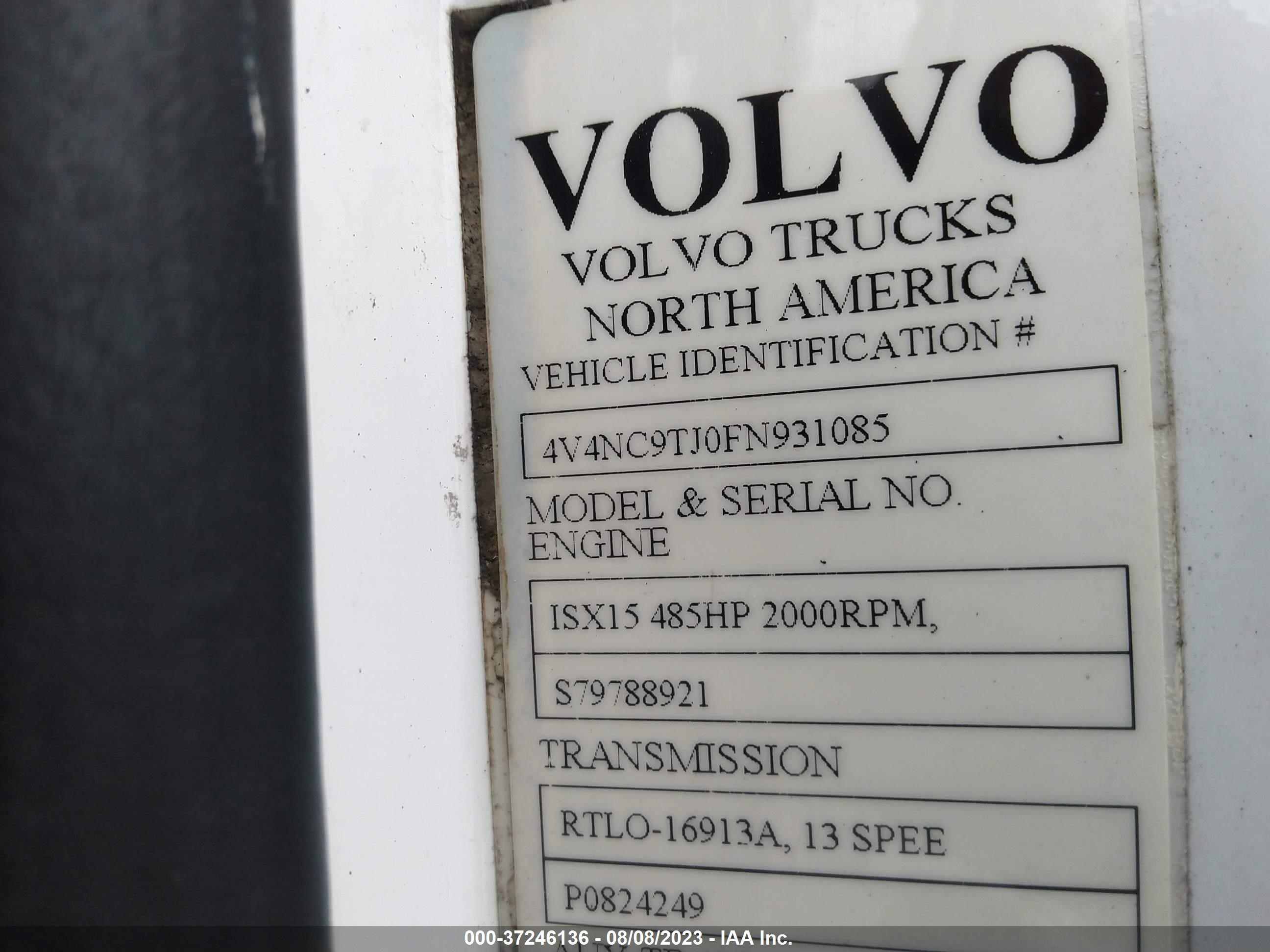 Photo 8 VIN: 4V4NC9TJ0FN931085 - VOLVO NULL 