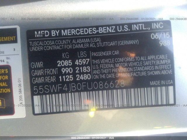 Photo 8 VIN: 55SWF4JB0FU086628 - MERCEDES-BENZ C-CLASS 