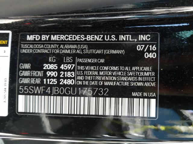 Photo 9 VIN: 55SWF4JB0GU175732 - MERCEDES-BENZ C 300 