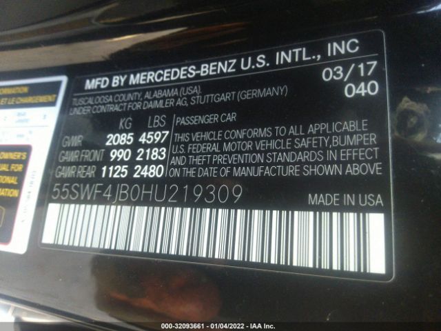 Photo 8 VIN: 55SWF4JB0HU219309 - MERCEDES-BENZ C-CLASS 