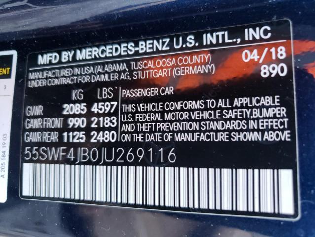 Photo 11 VIN: 55SWF4JB0JU269116 - MERCEDES-BENZ C-CLASS 