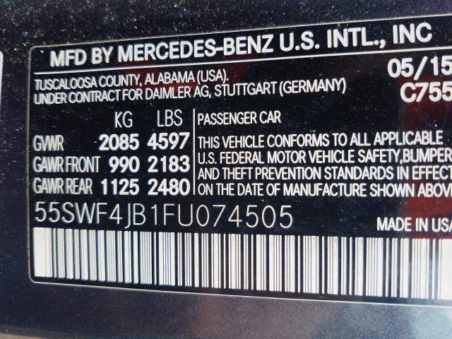 Photo 9 VIN: 55SWF4JB1FU074505 - MERCEDES-BENZ C 300 