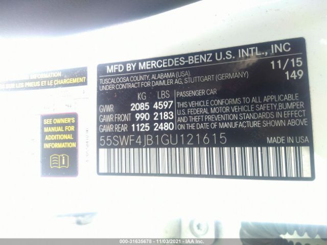 Photo 8 VIN: 55SWF4JB1GU121615 - MERCEDES-BENZ C-CLASS 